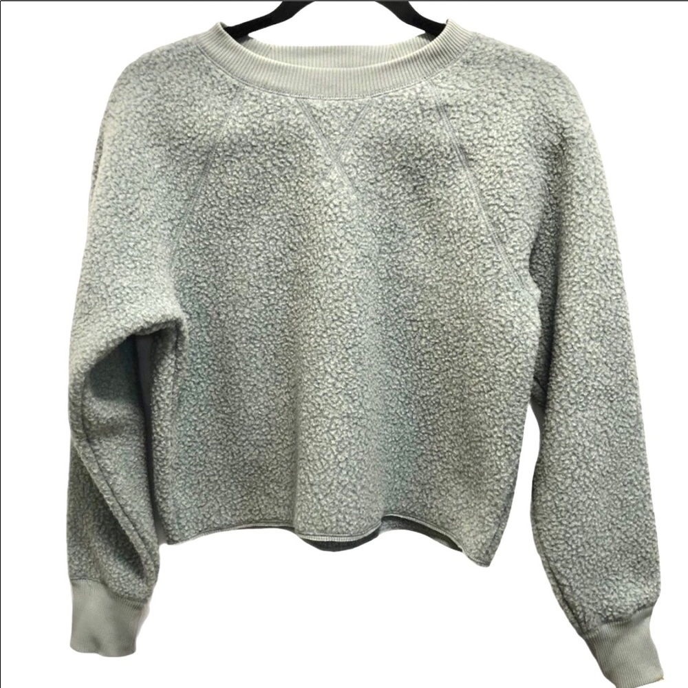 Everlane ReNew Fleece Raglan Crop Top Sweatshirt S - Picture 2 of 12